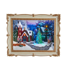 7.48" Battery-Operated Light-Up Musical Village Scene Frame