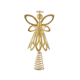 12" Gold Glitter Metal Angel Tree Topper