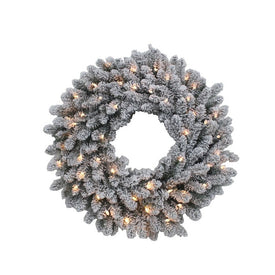 24" Pre-Lit Artificial Vail Pine Wreath with Battery-Operated Warm White LED Lights