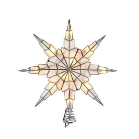 8-Point Pre-Lit Capiz Silver Star Tree Topper