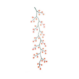 6' Green Garland with 48 Red LED Ball Lights, Electric Plug