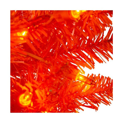 6' Pre-Lit Artificial Orange Slim Christmas Tree with Orange Incandescent Lights