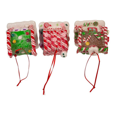 3.5" Gingerbread Candy House with Battery-Operated LED Lights Three-Piece Set