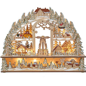 13.8" Snowy Christmas Village with Santa, 20 Warm LED Lights, Cordless