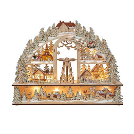 13.8" Snowy Christmas Village with Santa, 20 Warm LED Lights, Cordless