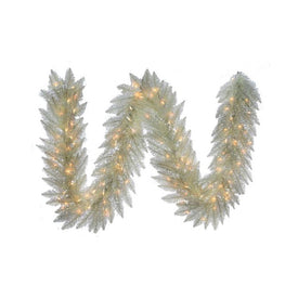9' Iridenscent Garland with 220 Tips, 100 Clear Lights & Electric Plug