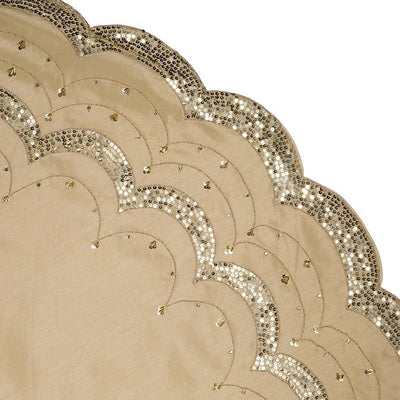 72" Gold Scalloped Embroidered Tree Skirt with Sequins