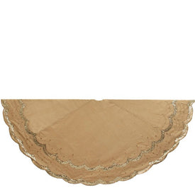 72" Gold Scalloped Embroidered Tree Skirt with Sequins