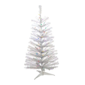 3' Pre-Lit Artificial Glisten Pine Tree with Multi-Colored LED Lights
