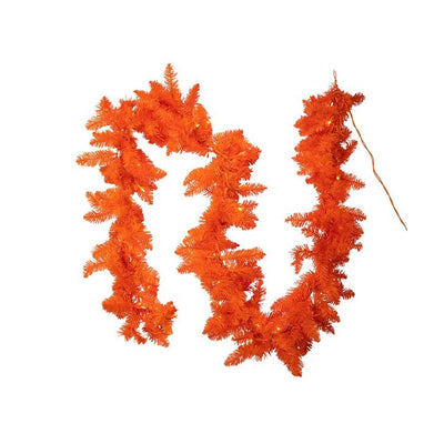 9' Pre-Lit Orange Garland