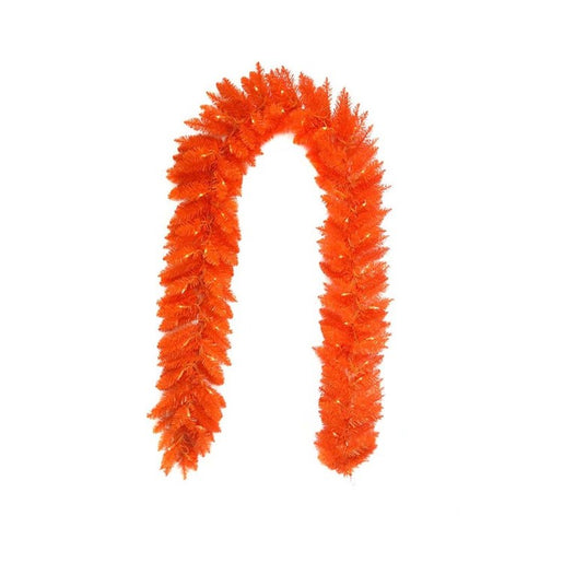 9' Pre-Lit Orange Garland