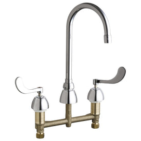 Lavatory Faucet 8 Inch Spread 2 Wrist Blade ADA Polished Chrome 2.2 Gallons per Minute