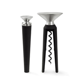 Grand Cru Bottle Opener and Corkscrew Two-Piece Set - Black/Steel
