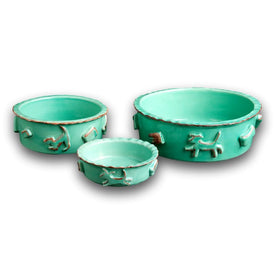 Small Dog Food/Water Bowl - Aqua/Green