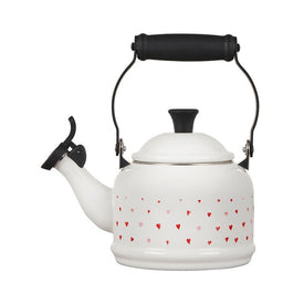 L' Amour Collection 1.25-Quart Demi Enamel On Steel Kettle - White with Heart Applique