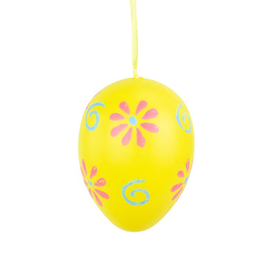 3.25" Blue and Yellow Painted Floral Spring Easter Egg Ornaments Set of 29