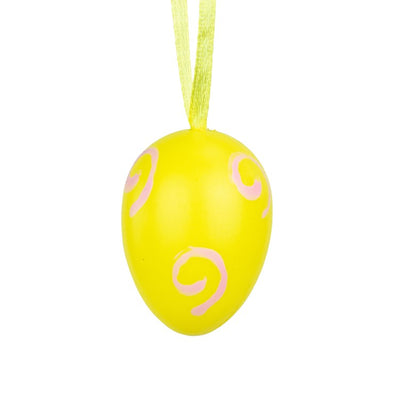 3.25" Blue and Yellow Painted Floral Spring Easter Egg Ornaments Set of 29