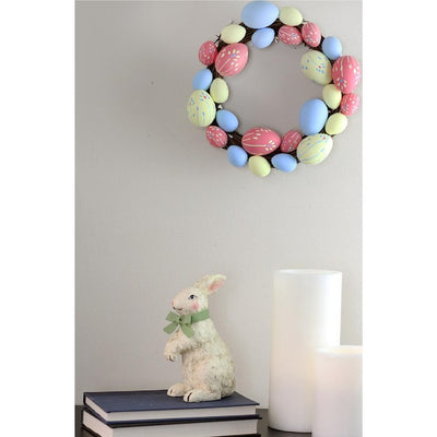 10" Floral Stem Easter Egg Spring Grapevine Wreat - Pink/Yellow/Blue