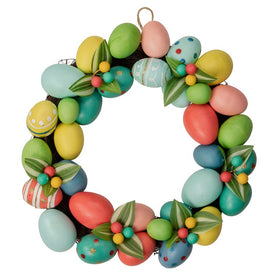 14" Unlit Colorful Easter Egg Wreath