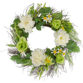 22" Artificial Mixed Floral Spring Wreath