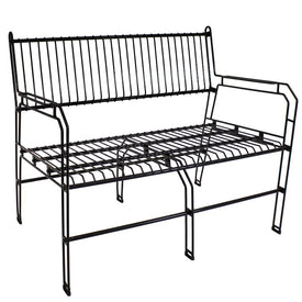 30.75" Indoor/Outdoor Steel Wire Patio Bench - Black