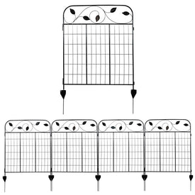 Winding Vines 30" Four-Piece Outdoor Steel Decorative Garden Fence Panel Set - Black
