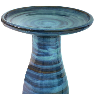 Duo Tone Outdoor High-Fired Smooth Ceramic Handpainted Bird Bath - Galaxy Blue
