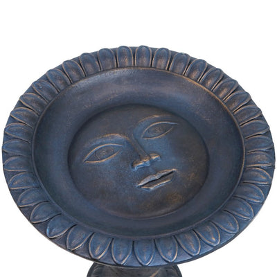 Facade du Soleil Outdoor Fiberglass-Reinforced Concrete Bird Bath - Blue