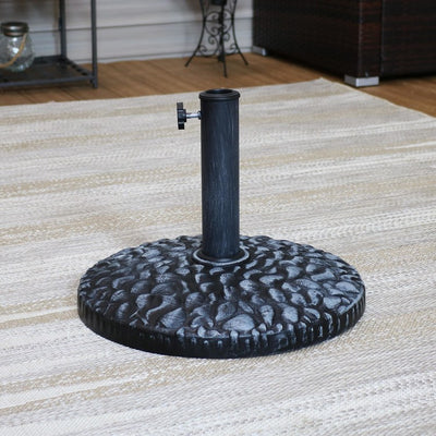 17" Round Polyresin Pebble Texture Patio Umbrella Base - Gray
