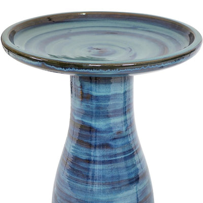 Simply Elegant Outdoor High-Fired Smooth Ceramic Handpainted Bird Bath - Galaxy Blue