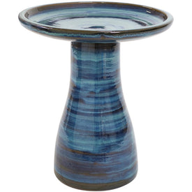Simply Elegant Outdoor High-Fired Smooth Ceramic Handpainted Bird Bath - Galaxy Blue