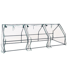 36" Slanted Top Outdoor Portable Mini Cloche Greenhouse with Zipper Doors - Clear