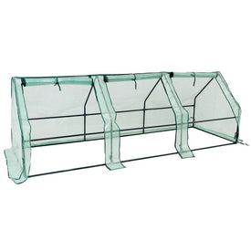 36" Slanted Top Outdoor Portable Mini Cloche Greenhouse with Zipper Doors - Green