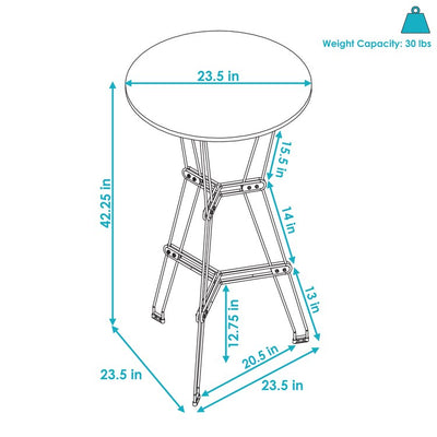 Indoor Modern Furniture Steel Wire Bar Table with Faux Woodgrain Tabletop - Brown