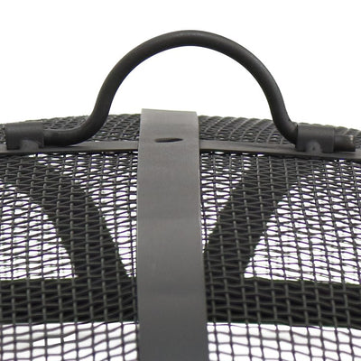 36" Round Heavy-Duty Reinforced Steel Outdoor Fire Pit Spark Screen with Ring Handle - Black