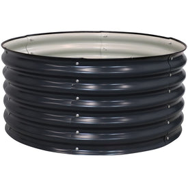 17.25" Circular Galvalume Steel Raised Garden Bed Planter Box with Rubber Edge Trim - Dark Gray