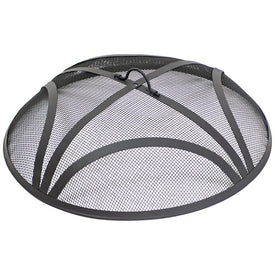 22" Round Heavy-Duty Reinforced Steel Outdoor Fire Pit Spark Screen with Ring Handle - Black