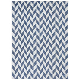 Geometric Affinity 8' x 10' Outdoor Patio Area Rug - Steel Blue