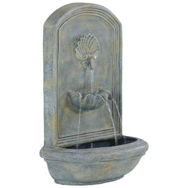 27" Seaside Electric Polystone Outdoor Wall-Mount Water Fountain - Limestone Finish
