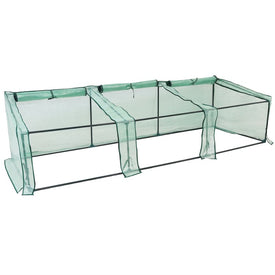 Slanted Top Outdoor Portable Mini Cloche Greenhouse with Zipper Doors - Green