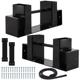 Adjustable Steel Log Rack Brackets with Accessory Kit - Black
