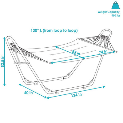 Double Quilted Fabric Hammock with Multi-Use Universal Steel Stand - Misty Beach