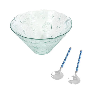 Jubilee Salad Servers and Coastal Salad Bowl - Shades of Denim