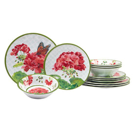 Geraniums Twelve-Piece Dinnerware Set