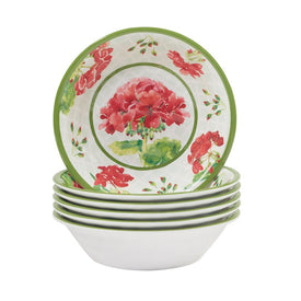 Geraniums 7.5" x 2" All-Purpose Bowls Set of 6