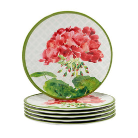 Geraniums 9" Salad Plates Set of 6