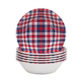 Patriotic Plaid 7.5" x 2" All-Purpose Bowls Set of 6