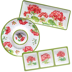 Geraniums Three-Piece Hostess Set