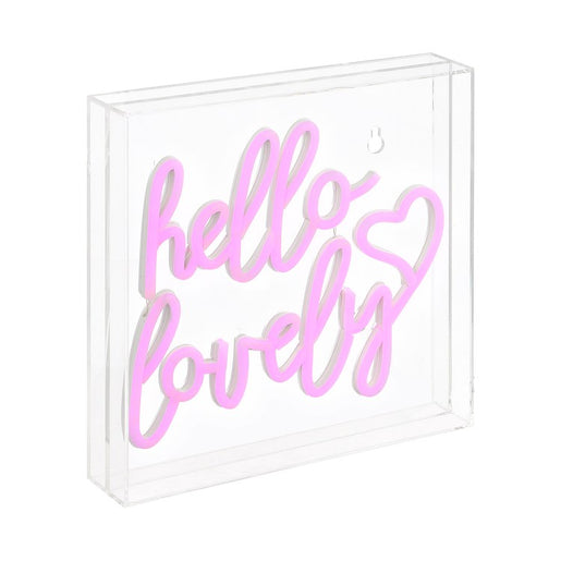 Hello Lovely 10" Square Acrylic Box USB-Operated LED Neon Light