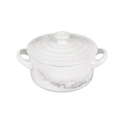 8 Oz Mini Round Stoneware Cocotte - Marble Applique